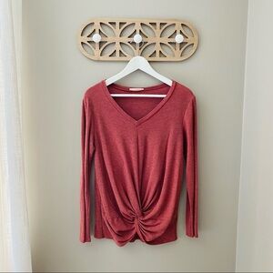 Twenty Second Long Sleeve Front Knot Top Pink Sz Small